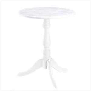  Round Whitewashed Pedestal Accent Side End Table Decor 
