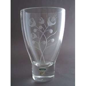 Smalandshyman Sweden Etched Art Glass Vase Schott Label  