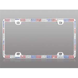  License Plate Frame Chrome Coating Metal with Double Row Blue White 