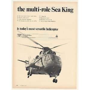 1970 Westland Sea King Multi Role Military Helicopter Print Ad (52027)