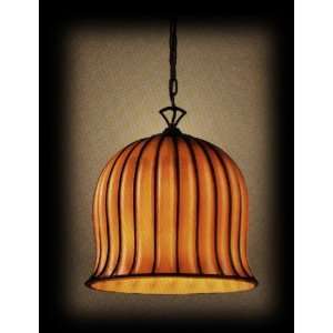 Elk Lighting 1604/1 Phoenix Ribbed Amber Glass 1 Light Wrought Iron 