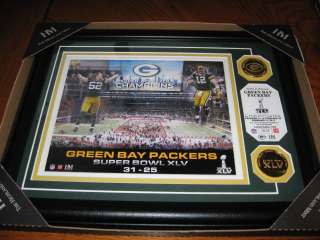 Green Bay Packers Super Bowl 45 Champs Framed Picture With Gold Plated 