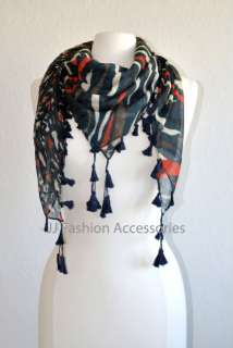 IN 1 Animal Print Square Scarf with Tassels 4 colors  