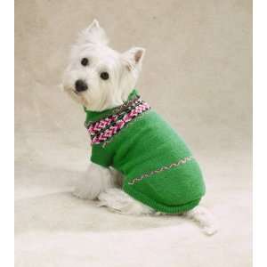  GREEN   LARGE   Intarsia Dog Sweater