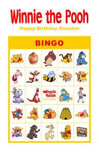 Winnie the Pooh Birthday Party Game Bingo Cards  