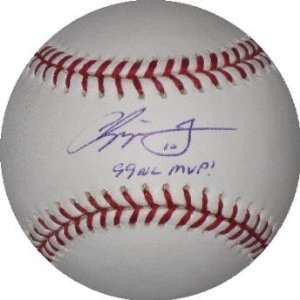  Signed Chipper Jones Baseball   inscribed 99 NL MVP 