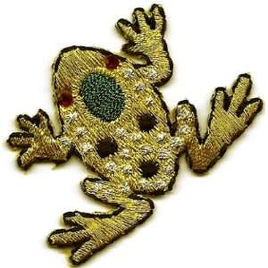 BUY 1 GET 1 OF SAME FREE/Frogs Iron On Embroidered Applique Patch/Gold 