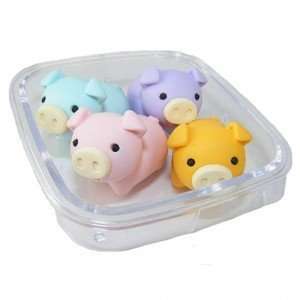  4 Pig Erasers in Pink Box Toys & Games