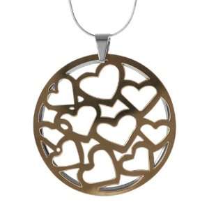  Silvertone and Coppertone Heart Necklace Jewelry