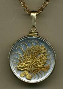 Coin Necklace/Pendant, Singapore 50 Cent Lionfish  
