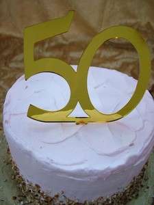New Cake Topper Mirror Gold 50th Birthday Anniversary  