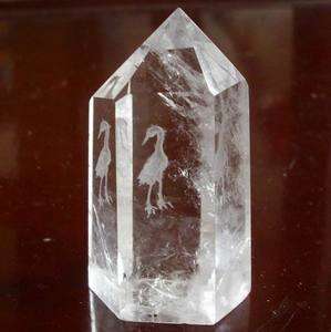 55g BIRD CARVED ON QUARTZ CRYSTAL POINT HEALING AAA  