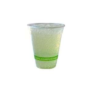  Compostable Corn 24 oz. Plastic Cup with Green Stripe 