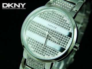 WOMENS DKNY STAINLESS STEEL PAVE CRYSTAL DRESS WATCH NY4978 