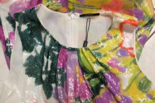 NEW ELIE TAHARI GWEN SEQUIN PLEATED NECK DRESS $598  