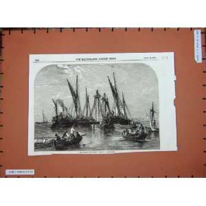  1855 Raising Barque Samuel Ship River Thames Fine Art 