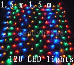 220V 120 LED Net Fairy Lights Color Christmas 1.5x1.5m  