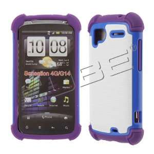  HTC Sensation 4G 4 G Hybrid Blue Hard Case and White TPU 