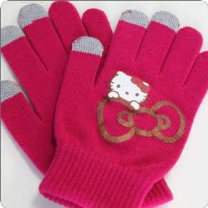  Sanrio Hello Kitty Touchscreen Gloves (Plain/Dark Pink 