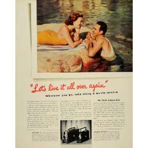 1937 Ad Cine Kodak K Magazine Swimsuit Movie Camera   Original Print 
