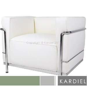 Le Corbusier Style LC3 Chair, White Aniline Leather 