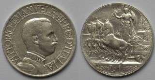 Italy 1 Lira 1909 Silver Coin KM#45 vf++ to xf  