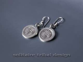 Karen Hill Tribe ~ Om Symbol Solid Silver Earrings  