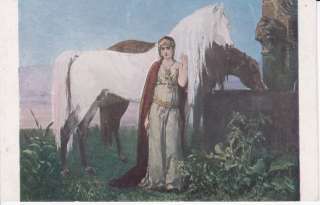 ARABIAN HORSE WOMAN POSTCARD ARTIST JAROSLAV CERMAK  