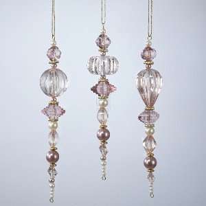  PINK BEADED ICICLE FINIAL ORNAMENT