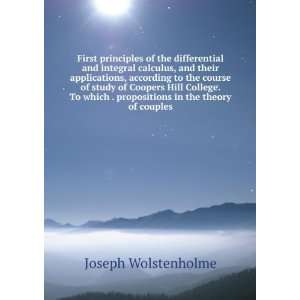   . propositions in the theory of couples Joseph Wolstenholme Books