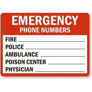  Emergency Phone Number, Fire____, Police___, Ambulance 