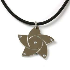 Star Pendant Swarovski CZ Diamonds Stainless Steel on Cord Necklace by 