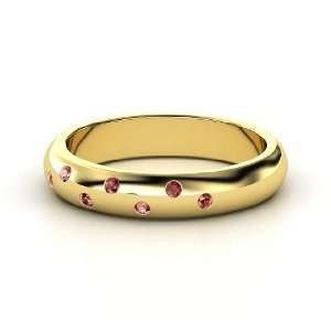  Starry Night Band, 14K Yellow Gold Ring with Red Garnet 