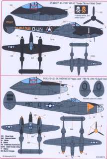 Kits World Decals 1/48 LOCKHEED P 38J P 38E/F LIGHTNING Fighter  