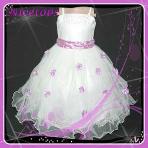 Purple White Christmas Party Girls Dresses SZ 3 4 5 6 7  