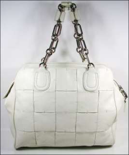 Designer Purses POLLINI White Woven Leather Satchel Handbag  