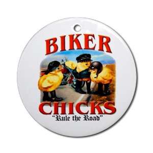   (Round) Biker Chicks Women Girls Rule the Road 