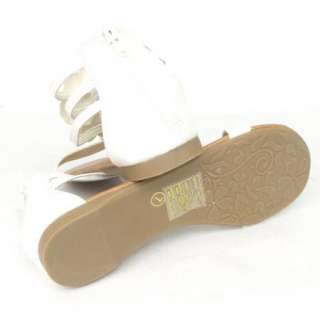   Strap Flat Thong Sandals White Size 5.5 10 / ankle strap shoes  