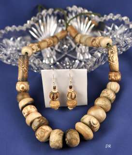 Designer African Trade Bead Necklace & Earring Set  