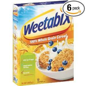 Weetabix Whole Grain Biscuit Cereal, 14 Ounce Boxes (Pack of 6 