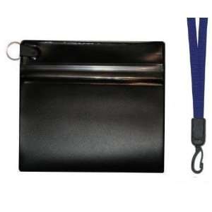  Black 2 Pocket Waterproof Wallet with Navy Lanyard Sports 