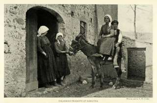 1923 Print Calabria Costumes Donkey Peasant Saracena Italy Traditional 