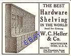 1912 HELLER HARDWARE STORE SHELVING AD MONTPELIER OH OHIO