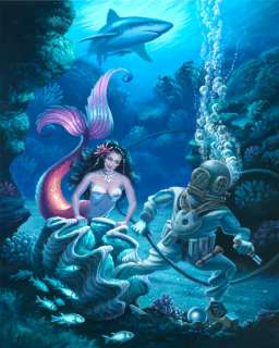 Marina the Mermaid Signed Art Tiki Deep Sea Diver LE  