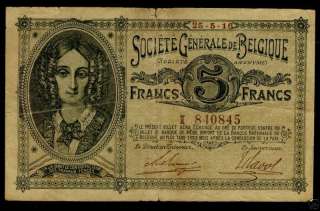 Belgium 5 Francs 1916, P.88  
