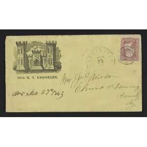  Civil War envelope,50th New York Engineer Regiment,armory 