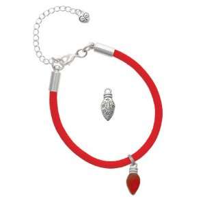 Christmas Lights   Translucent Red Resin Charm on a Scarlett Red 
