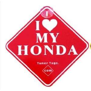  I ? My Honda (Red) Plastic Tags with Suction Cup 
