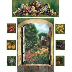   GARDEN flower floral Wallpaper cutout applique accent Home Wall Decor