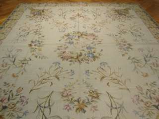 8X10 FLORAL FRENCH DESIGN DOUBLE KNOT NEEDLEPOINT RUG  